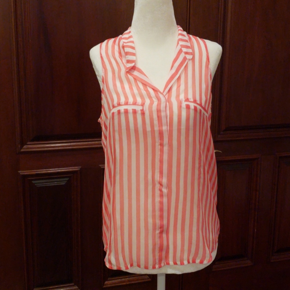 Rory  Beca Sheer Striped Silk Blouse - small